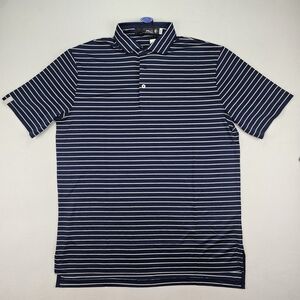 RLX Ralph Lauren Performance Golf Striped Navy Mu Polo Shirt Men's Medium NWT